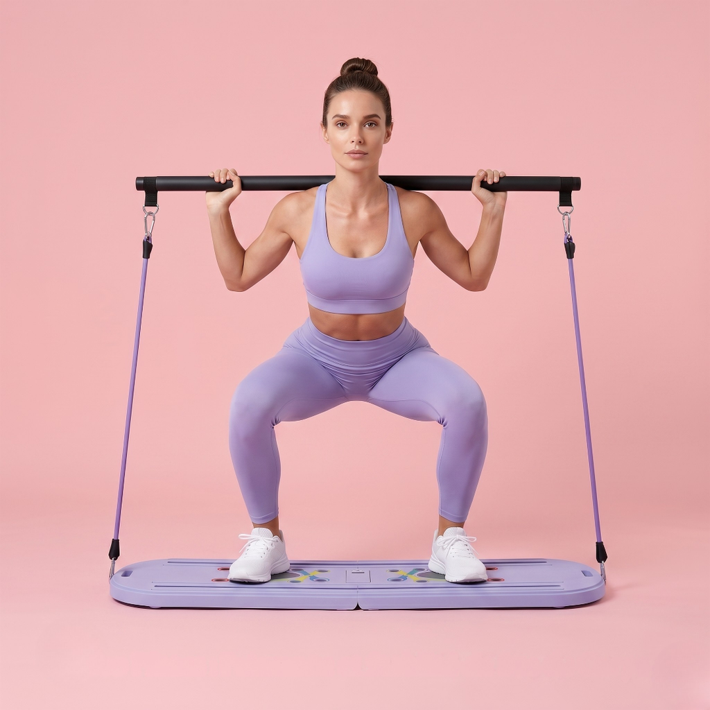 Bærbar PRO-pilatesreformer – stang, brett og motstand